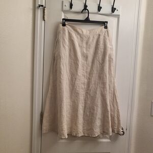 JM Collection Natural Cream A-Line Linen Skirt